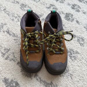 Zara Kids hiking boots- Brown and Gray Boots with Green Accents
